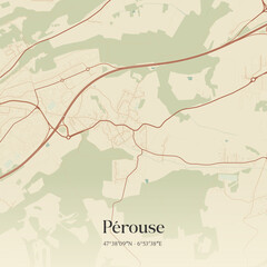 Obraz premium Vintage map of Pérouse, France.