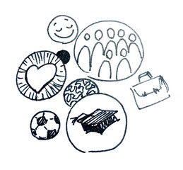 Spheres of life - casual ink illustration