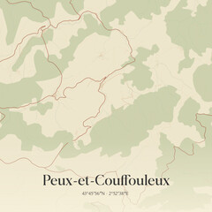 Obraz premium Vintage map of Peux-et-Couffouleux, France.