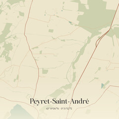 Fototapeta premium Vintage map of Peyret-Saint-André, France.