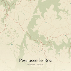 Fototapeta premium Vintage map of Peyrusse-le-Roc, France.