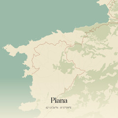 Fototapeta premium Vintage map of Piana, France.