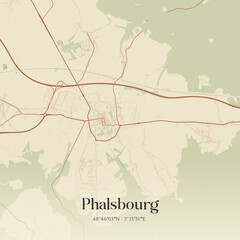 Obraz premium Vintage map of Phalsbourg, France.
