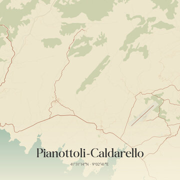 Vintage map of Pianottoli-Caldarello, France.