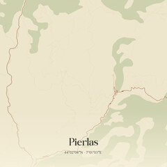 Obraz premium Vintage map of Pierlas, France.