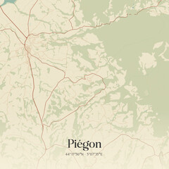 Obraz premium Vintage map of Piégon, France.