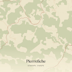 Obraz premium Vintage map of Pierrefiche, France.