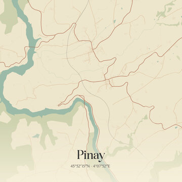 Vintage map of Pinay, France.