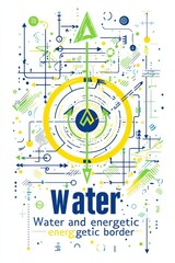 Fototapeta premium Abstract graphic design illustrating water energy concept with geometric patterns