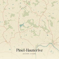 Fototapeta premium Vintage map of Pinel-Hauterive, France.