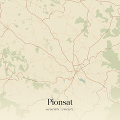 Obraz premium Vintage map of Pionsat, France.