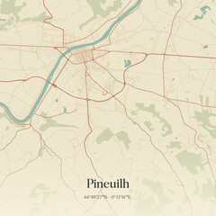 Obraz premium Vintage map of Pineuilh, France.