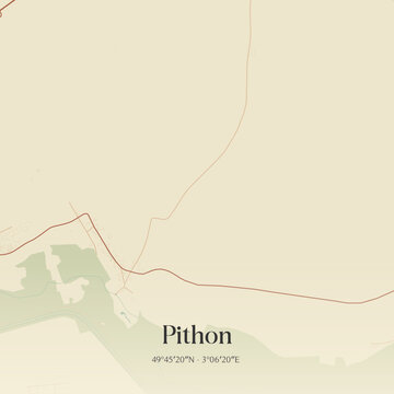 Vintage map of Pithon, France.