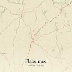 Obraz premium Vintage map of Plabennec, France.