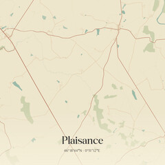 Obraz premium Vintage map of Plaisance, France.