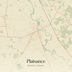Fototapeta premium Vintage map of Plaisance, France.