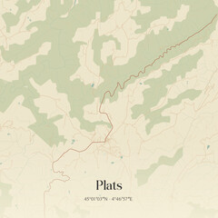 Vintage map of Plats, France.