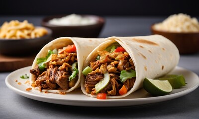 Delicious Chicken Burritos with Fresh Ingredients on a Plate