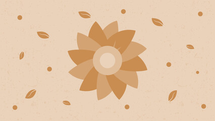 Flower, floral, nature flat design background in brown pastel color style portrait. Vector illustration. Suitable for poster, wallpaper, banner and wall art.
