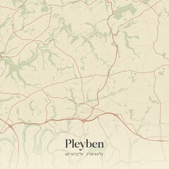Fototapeta premium Vintage map of Pleyben, France.