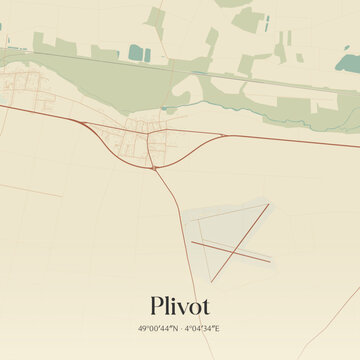 Vintage map of Plivot, France.