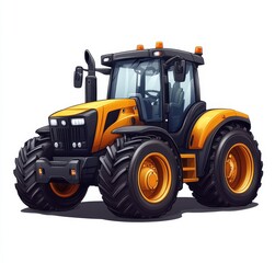 Fototapeta premium Yellow and black farming tractor illustration with bold modern design