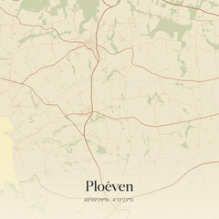 Obraz premium Vintage map of Ploéven, France.