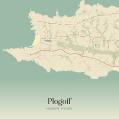 Obraz premium Vintage map of Plogoff, France.