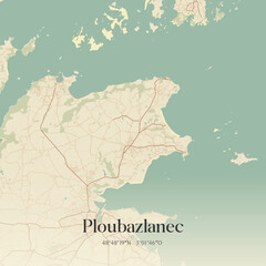 Obraz premium Vintage map of Ploubazlanec, France.