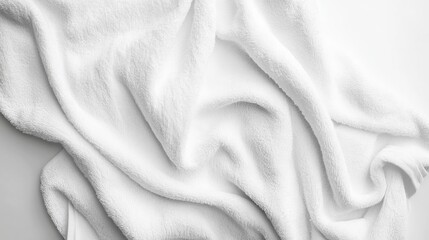 Fototapeta premium Minimalist white fabric background resembling a towel. 
