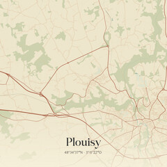 Vintage map of Plouisy, France.