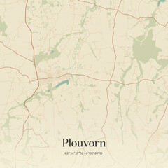 Obraz premium Vintage map of Plouvorn, France.
