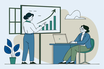 Business Arts illustration people working in office