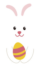 
Cute spring white bunny.
Easter rabbit.
Flat stock vector illustration.
Good for card,poster, banner, leaflet.
Transparent background.