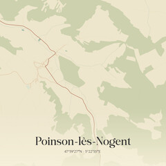 Obraz premium Vintage map of Poinson-lès-Nogent, France.