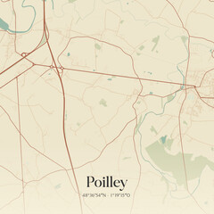 Fototapeta premium Vintage map of Poilley, France.