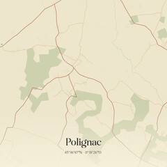 Obraz premium Vintage map of Polignac, France.