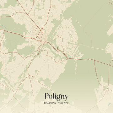 Vintage map of Poligny, France.
