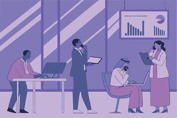 Business Arts illustration people working in office