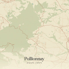 Obraz premium Vintage map of Pollionnay, France.
