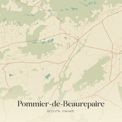 Fototapeta premium Vintage map of Pommier-de-Beaurepaire, France.