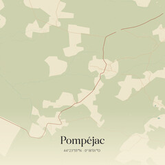 Obraz premium Vintage map of Pompéjac, France.
