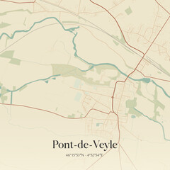 Obraz premium Vintage map of Pont-de-Veyle, France.