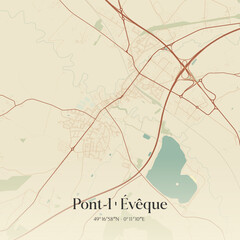 Vintage map of Pont-l'Évêque, France. © Rezona