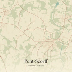 Fototapeta premium Vintage map of Pont-Scorff, France.