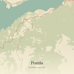 Obraz premium Vintage map of Pontis, France.
