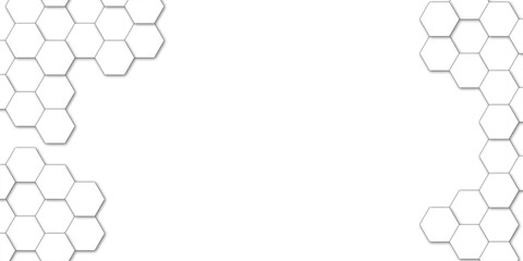 Abstract technology white and grey geometric hexagon shape on transparent background vector.

