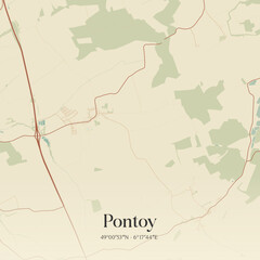 Fototapeta premium Vintage map of Pontoy, France.