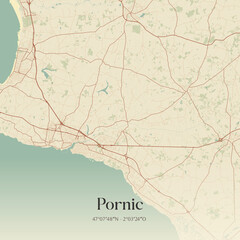 Fototapeta premium Vintage map of Pornic, France.