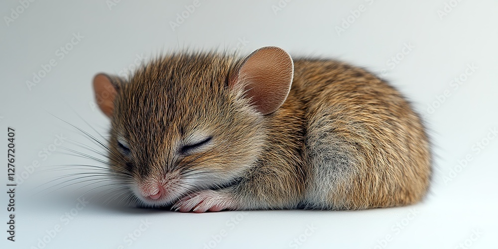 Poster small sleeping mammal resting peacefully on a soft surface in a tranquil setting